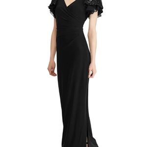 Ralph Lauren Black Maxi Dress with Ruffled Sleeves Size 2 US